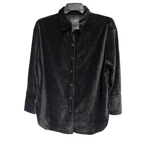 Hunter & Brown Black Corduroy Button-Up Shirt Shacket Womens Medium